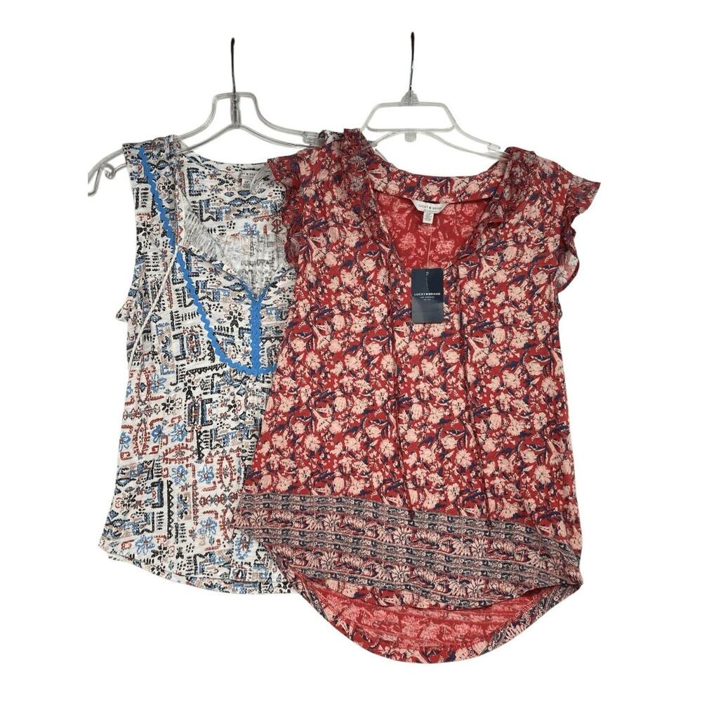 Lucky Brand Set of 2 Women's Patterned Tops - Size Small -‎ Boho Style